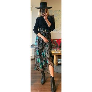 Handmade Flowy Velvet Paisley Maxi Silk Skirt